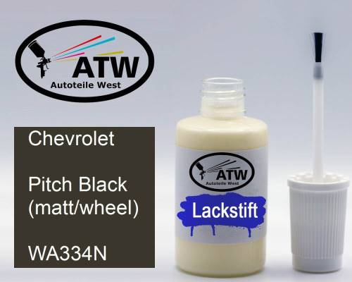 Chevrolet, Pitch Black (matt/wheel), WA334N: 20ml Lackstift, von ATW Autoteile West.